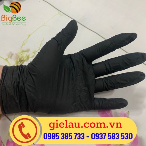 găng tay y tế màu đen sử dụng thoải mái, ôm sát da tay