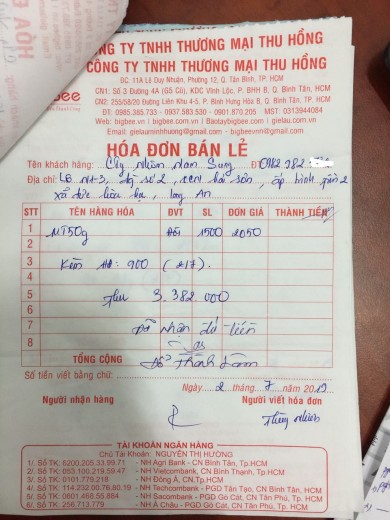 BigBee đi giao bao tay len muối tiêu 50g cho Công Ty Nhôm Nam Sung, đường số 2, KCN Hải Sơn, Đức Hòa Hạ, Long An