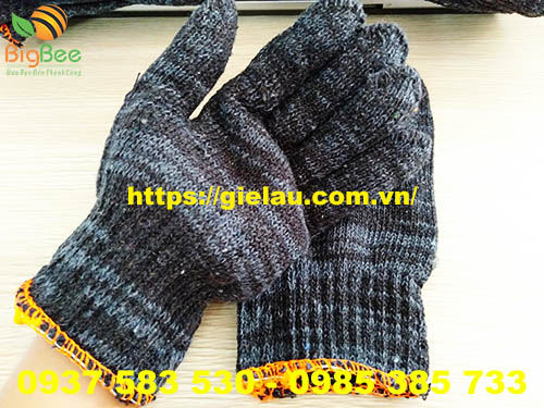 bao tay len xám đen loại 70g dùng trong lao động sản xuất