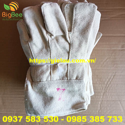 găng tay bảo hộ lao động phổ thông làm bằng vải bạt trắng