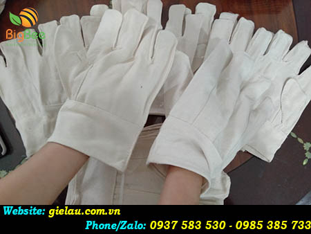Găng tay bảo hộ bằng vải bạt trắng có thiết kế tiện lợi
