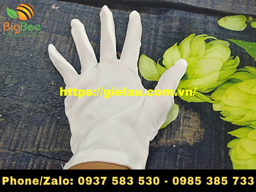 găng tay vải thun trắng L+2 bảo hộ lao động siêu mềm mịn